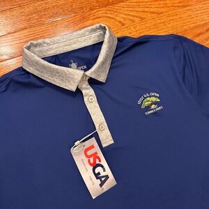 New USGA 121st US Open Torrey Pines Golf Polo Shirt‎ Mens XL Navy Blue Stretch